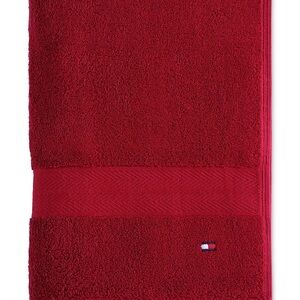 Tommy Hilfiger Deep Red Cotton Bath Towel with Logo